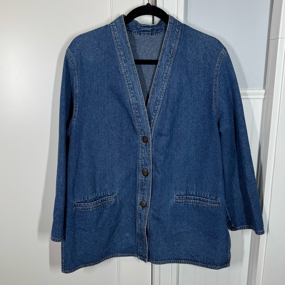 Elena Miro Denim Blazer Jacket Made in Italy Size‎ 30 or US 8 cotton minimalist
